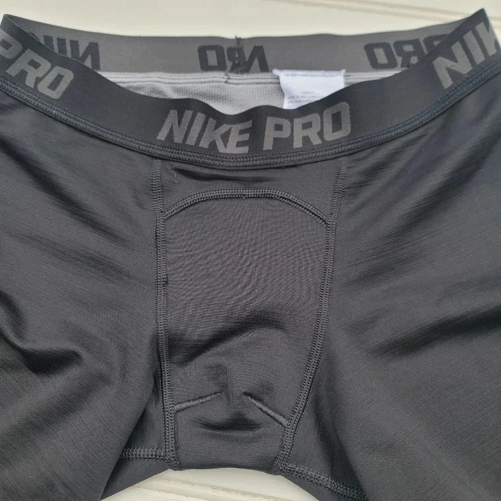 Nike Pants Boys Black Gray Pro Dri-Fit Tights Compression Youth Sz L L